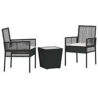 Zestaw Bistro Ogrodowego 3 pcs Czarny Polirattan