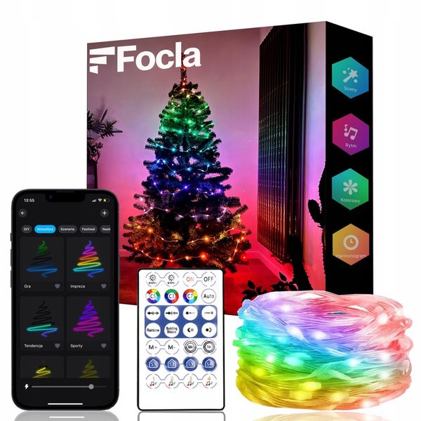 INTELIGENTNE Lampki Choinkowe 100LED SMART FLASH Bluetooth App PILOT - 10m zdjęcie 3