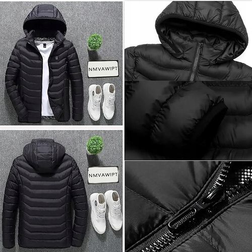 Kurtka Podgrzewana 21 Stref Na USB Zimowa Ogrzewana Ciepła Czarna Długa XL na Arena.pl