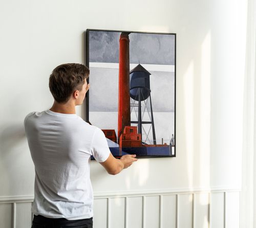 Plakat abstrakcja charles demuth fabryka 61x91 cm w czarnej ramie na Arena.pl