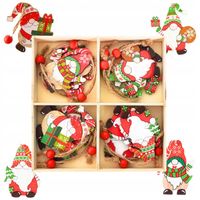 Ozdoby choinkowe zawieszki DREWNIANE skrzaty Zestaw dekoracji 12 szt