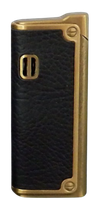 Złota Zapalniczka Pokryta Czarną Skórą JET na Gaz