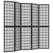 Składany parawan 5-panelowy, styl japoński, 200x170 cm, czarny