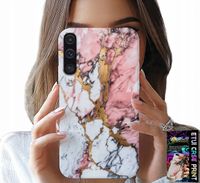 ETUI DO SAMSUNG GALAXY A70 - RÓŻOWO BIAŁY MARMUREK, KAMIENNE WZORY