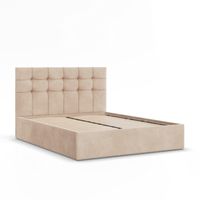 Łóżko Ramowe SORIA BEŻOWE Tapicerowane Podwójne 140x200 VELVET