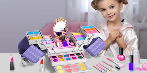 ZESTAW KUFEREK KOSMETYKÓW DO MAKIJAŻU I PAZNOKCI DLA DZIECI PREZENT 52PCS na Arena.pl