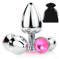 ZESTAW 3 KORKÓW STALOWY KOREK ANALNY S M L MAŁY DUŻY KORKI ANALNE PLUG