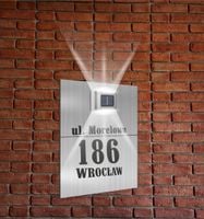srebrna TABLICZKA ADRESOWA nierdzewna z lampką numer domu 40x30 pionowa