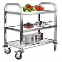 Wózek Kelnerski Cateringowy Restauracyjny S 3-półkowy ze Stali Nierdzewnej