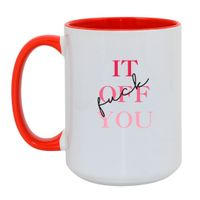 KUBEK "FUCK IT OFF YOU" Wzór - Duży Biało-Czerwony 450 ml