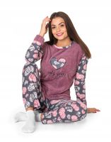 Ciepła Gruba Piżama Damska Futerko Polar Koszulka Spodnie Opaska ! 0370 r M