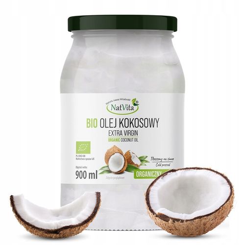 Olej Kokosowy BIO Extra Virgin 900ml Nierafinowany Ekologiczny NatVita na Arena.pl