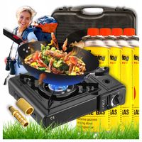 Kuchenka Gazowa Turystyczna Przenośna na Kartusz Gazowy 4x GAZ W ZESTAWIE