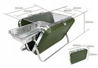 PRZENOŚNY GRILL WĘGLOWY BBQ SKŁADANY MINI ZE STALI NIERDZEWNEJ NA KEMPING