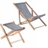 KADAX Taboret składany + leżak drewniany szary