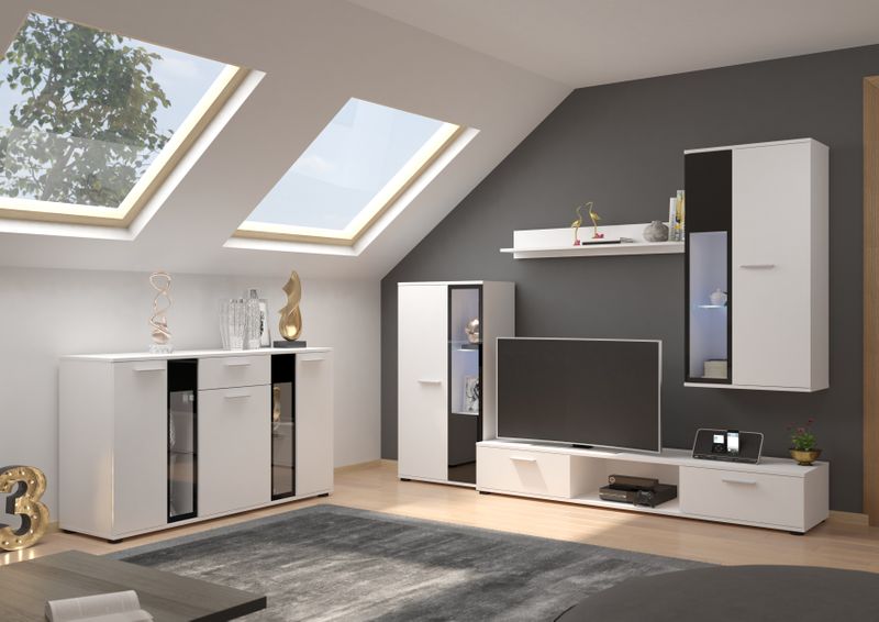 Komoda SALSO 140 cm biała oświetlenie led szafka regał meble do salonu zdjęcie 10