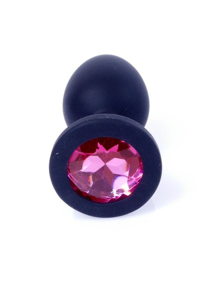 Plug-Jewellery Black Silicon Plug Small- Pink Diamond zdjęcie 2