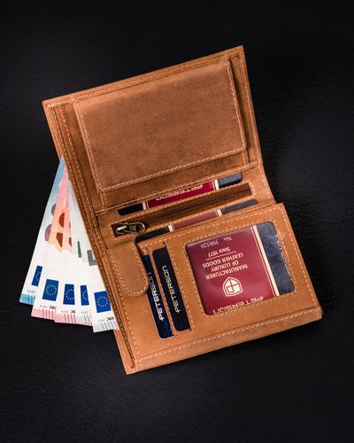 skórzany portfel męski z kieszonką na suwak - peterson na Arena.pl