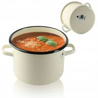 GARNEK TRADYCYJNY EMALIOWANY 4,5L 22CM BEŻOWY PROSTY GŁADKI GAZ INDUKCJA