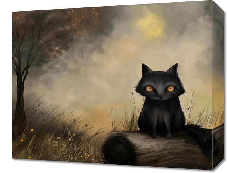 Obraz 50x40cm Czarny Kot zdjęcie 1