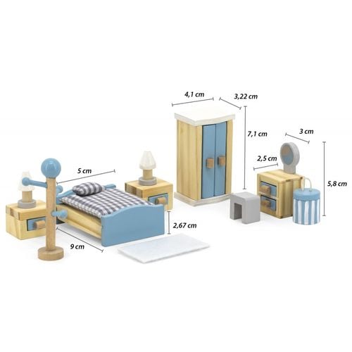 Zestaw Mebelków do Domku dla Lalek - Sypialnia na Arena.pl