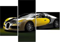 100CM 80 OBRAZ 3 ELEM ŻÓŁTE BUGATTI VEYRON ŚCIENNY