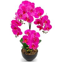 STORCZYK SZTUCZNY W DONICZCE RÓŻOWY ORCHIDEA DUŻA KOMPOZYCJA DEKORACYJNA