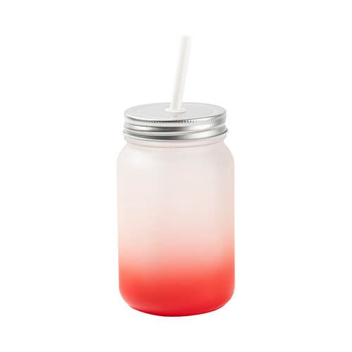 Kubek Mason Jar 450 ml szroniony bez uszka do sublimacji - czerwony gradient na Arena.pl