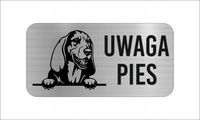 GRAWER Tabliczka nierdzewna 20x10 cm UWAGA PIES Basset Hound