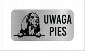 GRAWER Tabliczka nierdzewna 20x10 cm UWAGA PIES Basset Hound