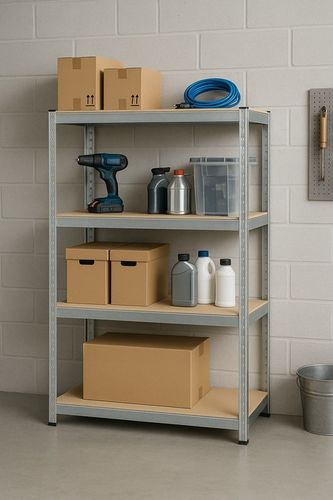 REGAŁ METALOWY MAGAZYNOWY 150x75x30cm 4 PÓŁKI MDF 150kg 600kg DO na Arena.pl