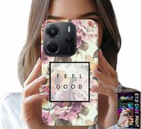 ETUI DO XIAOMI NOTE 14 4G - KWIATISTY WZÓR, MODNE DAMSKIE + SZKŁO