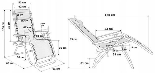 LEŻAK OGRODOWY ORION Zero Gravity brąz jodełka plażowy tarasowy składany na Arena.pl