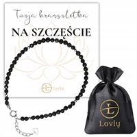 BRANSOLETKA SZCZĘSCIA CZARNY TURMALIN DAMSKA KAMIENIE SREBRO S925