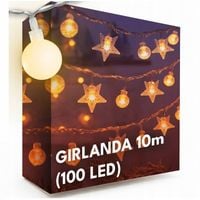 LAMPKI CHOINKOWE 100 LED CIEPŁE BIAŁE ŚWIATEŁKA WENĘTRZNE ZEWNĘTRZNE