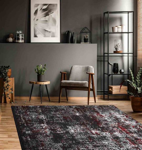 RUG/LU/LEAN/ORNAMENT/ANTHRACITE+RED/80x150 zdjęcie 2