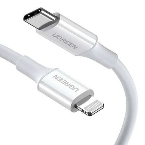 kabel usb-c do lightning ugreen us171, 3a, 0.25m (biały) na Arena.pl