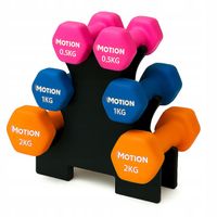 ZESTAW HANTLI DO ĆWICZEŃ CIĘŻARKI HANTELKI STOJAK FITNESS MOTION 7KG