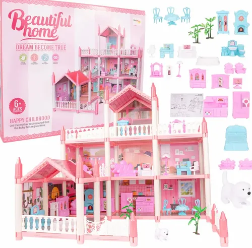 Duży Domek dla Lalek Villa Rezydencja Meble Taras na Arena.pl