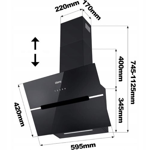 Okap ścienny Ciarra CBCB6736F 60 cm 3 prędkości Czarny na Arena.pl