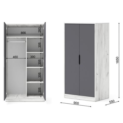 Funkcjonalna szafa Samoa-Fuji 165 cm craft biały / grafit na Arena.pl