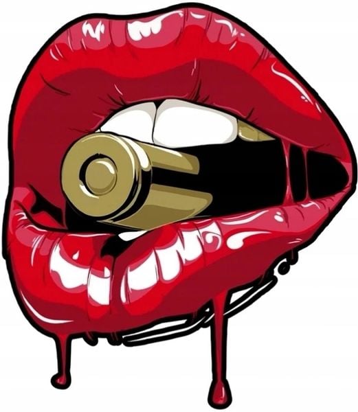 Seksowna Naklejka na Samochód do Auta Tuning Czerwona Usta Pocisk Nabój Red zdjęcie 1