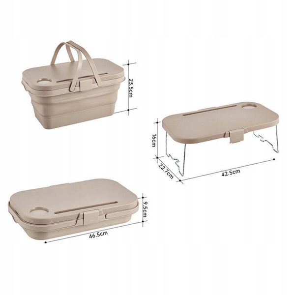 SKŁADANY KOSZ PIKNIKOWY 3W1 PIKNIK FUNKCJA STOLIKA POJEMNIK STOLIK zdjęcie 4