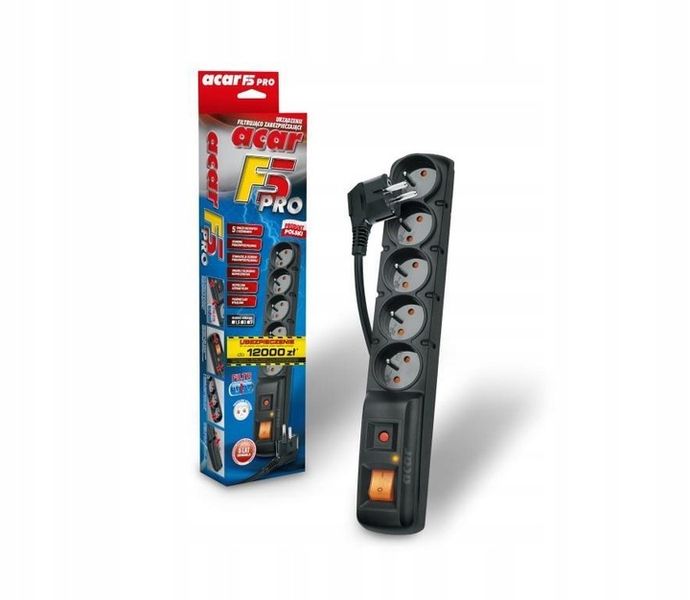 ACAR F5 listwa przeciwprzepięciowa 5 gniazd 1,5m zdjęcie 6