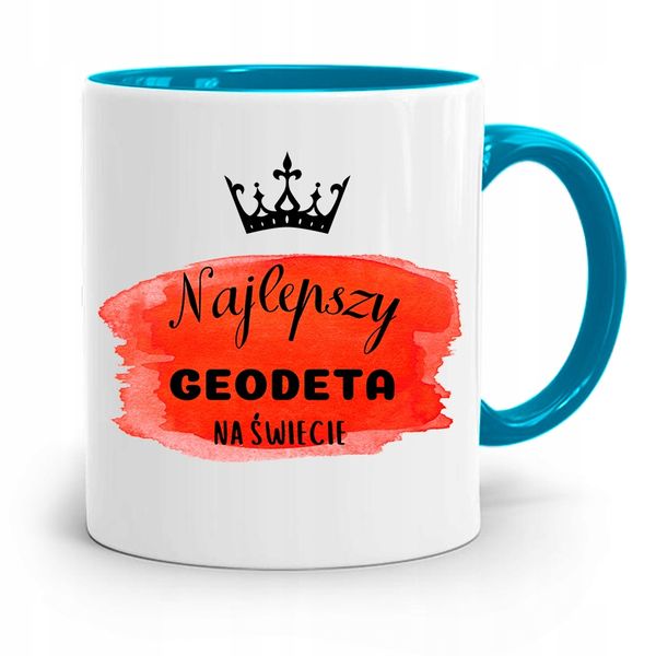 Kubek Błękitny Dla Geodety Najlepszy Na Świecie Z Nadrukiem Ze Zdjęciem zdjęcie 1