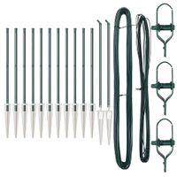 Słupki ogrodzeniowe 13 pcs Zielony Ø32mm 120 cm