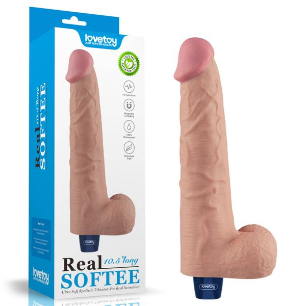 10.5" Real Softee Rechargeable Tpe Vibrating Dildo(Flesh) zdjęcie 1