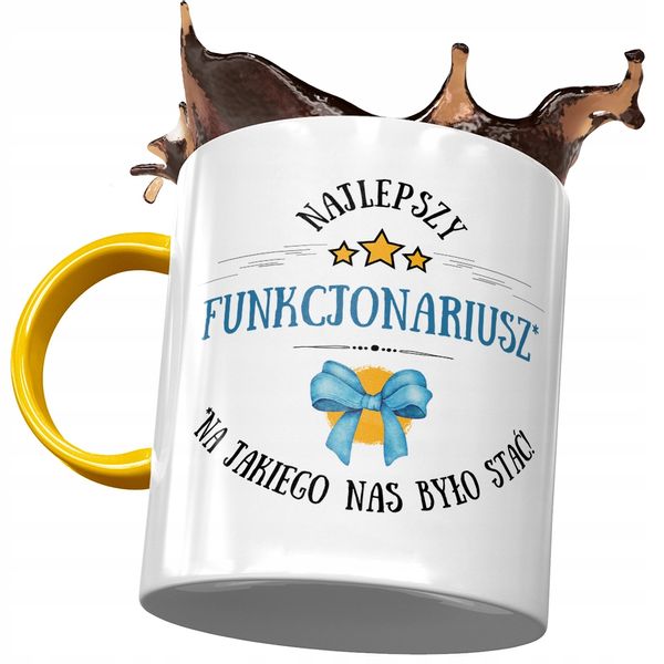 Kubek Żółty Dla Funkcjonariusza Najlepszy Prezent Z Nadrukiem Ze Zdjęciem zdjęcie 1