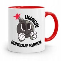 Kubek Czerwony Dla Kuriera Uwaga Bombowy Kurier Z Nadrukiem Ze Zdjęciem