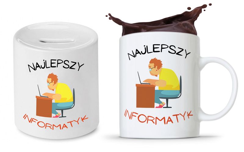 Zestaw Dla Informatyka Prezent Kubek + Skarbonka Z Nadrukiem Ze Zdjęciem zdjęcie 1